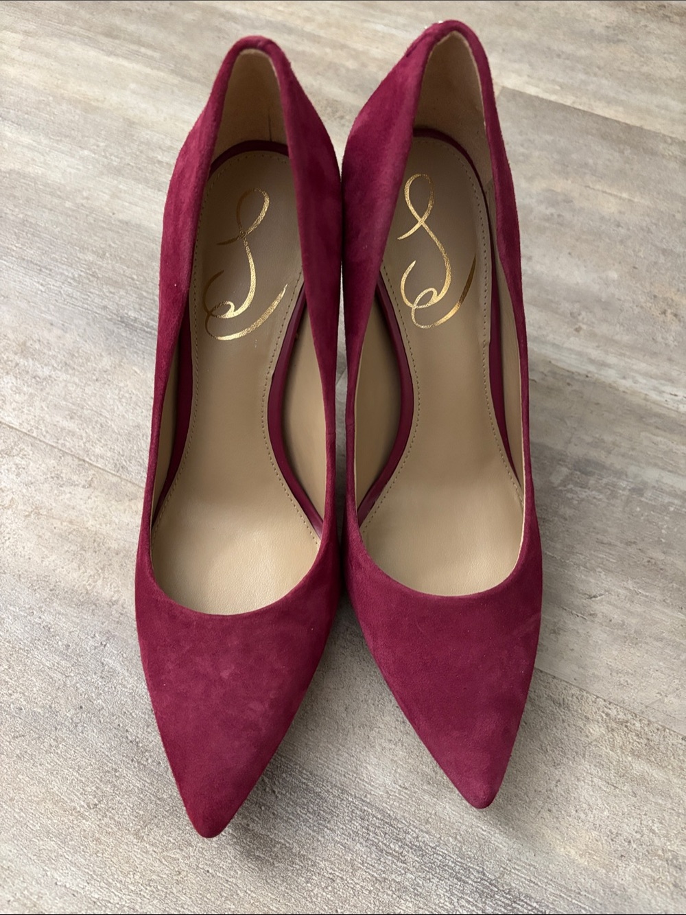Sam Edelman Burgundy Suede Pointed-Toe Pumps. Only worn once!